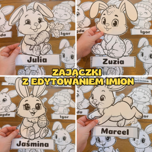 Wielkanoc- Zajączki z możliwością edycji imion   