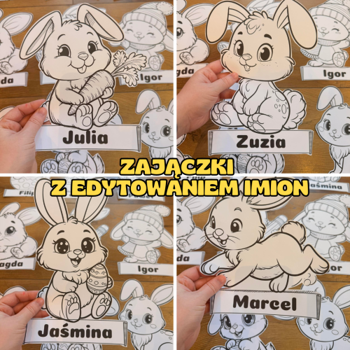 Wielkanoc- Zajączki z możliwością edycji imion   