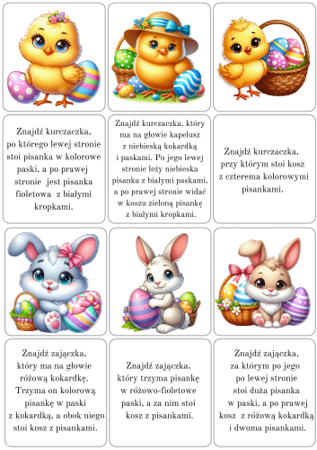 Wielkanoc- Znajdź Zajączka/ Kurczaczka- według opisu