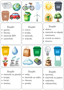  Znajdź  Kartę / Elementy  Według Opisu - Dzień Ziemi
