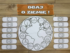  Uratuj Planetę - Dopasuj Plastry  ( wersja czarno-biała ) - Dzień Ziemi