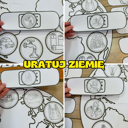  Uratuj Planetę - Dopasuj Plastry  ( wersja czarno-biała ) - Dzień Ziemi