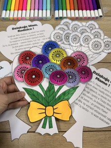 Bukiet z kwiatkami 3D i życzeniami - Dzień Mamy i Taty/ Dzień Rodziny 