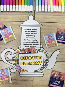 Dzbanek z herbatką i życzeniami - Dzień Mamy i Taty/ Dzień Rodziców