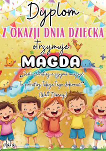 Dyplom (wzór 2 ) z Możliwością Edycji - Dzień Dziecka