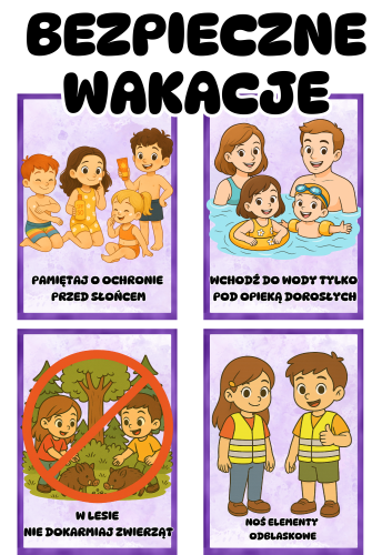Bezpieczne Wakacje  Plansze ( wersja kolorowa  2) - Lato