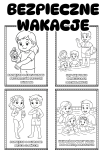 Bezpieczne Wakacje  Plansze ( wersja czarno-biała 2) - Lato