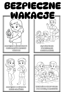 Bezpieczne Wakacje  Plansze ( wersja czarno-biała 2) - Lato