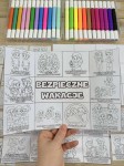 Bezpieczne Wakacje - Książeczka Składana / Wklejka (wersja  Biało- Czarna) - Lato