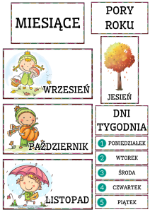 Tabliczki - Miesiące/ Pory Roku/ Dni Tygodnia - Wersja Polska