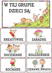 Tabliczki z napisami ( wersja 5 )  - W tej klasie/grupie/ sali/ świetlicy dzieci są...