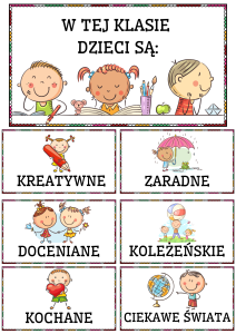 Tabliczki z napisami ( wersja 5 )  - W tej klasie/grupie/ sali/ świetlicy dzieci są...