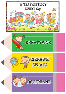 Kredki Z Napisami- W tej klasie/grupie/ sali/ świetlicy dzieci są- ( wersja PL )