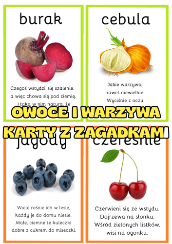 Owoce i Warzywa- Karty z Zagadkami 