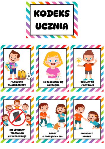 Kodeks Ucznia ( wzór 4) / Nasze Zasady- Ilustracje Z Opisami