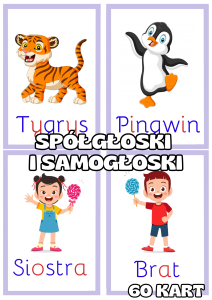 Spółgłoski i Samogłoski- 60 kart z ilustracjami
