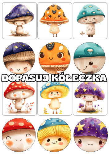 Znajdź Grzybka- Zabawa w Detektywa / Dopasuj Kółeczka