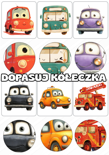 Znajdź Pojazd- Dopasuj Kółeczka -  Zabawa w detektywa