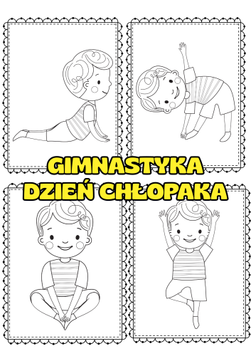  Gimnastyka / Karty Ruchowe Czarno-Białe - Dzień Chłopaka 