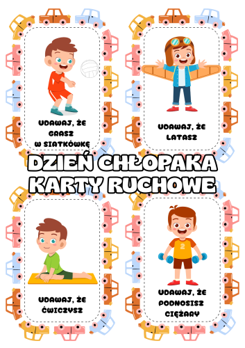  Karty Ruchowe - Dzień Chłopaka 