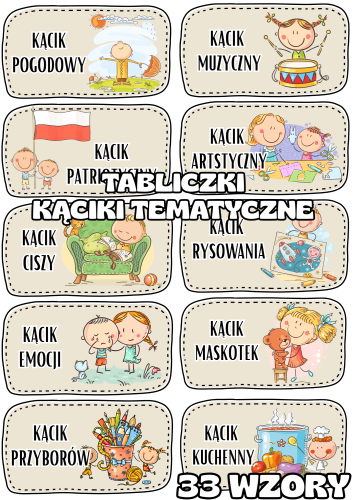 Kąciki Tematyczne - Tabliczki z nazwami kącików 