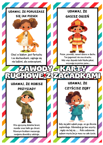 Zawody - Karty Ruchowe + Zagadki 
