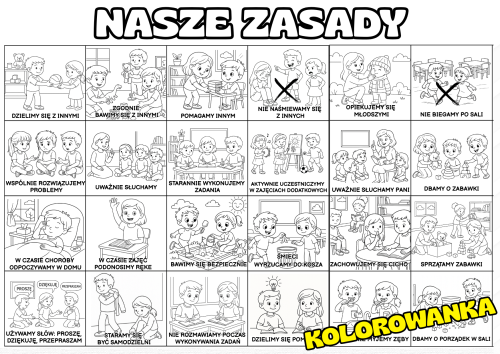Nasze Zasady - ( PRZEDSZKOLE )  -  Kolorowanka A4