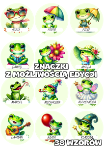 Żabki - Znaczki do szatni/ na szafki z możliwością edycji  