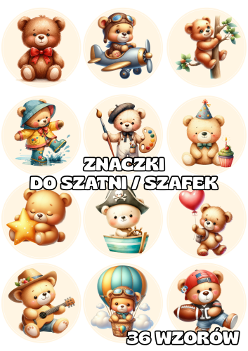 Misie - Znaczki do szatni/ na szafki - BRAK MOŻLIWOŚCI EDYCJI