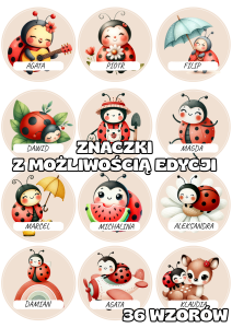 Biedronki - Znaczki do szatni/ na szafki z możliwością edycji  