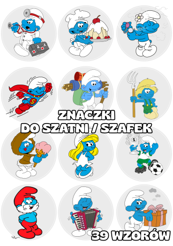Smerfy - Znaczki do szatni/ na szafki - BRAK MOŻLIWOŚCI EDYCJI  