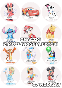 Bajkowe - Znaczki do szatni/ na szafki z możliwością edycji     